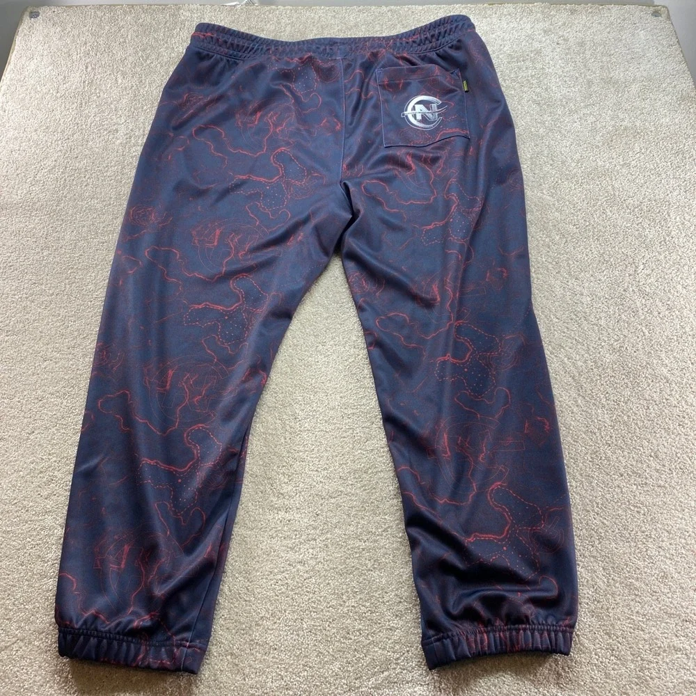Nautica Competition Track‎ Pants Mens 3XL Navy Blue Red Topographic Print